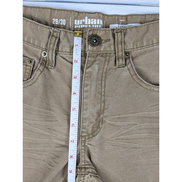 Urban Pipeline Pants Mens 29x30 Relaxed Fit Straight Leg Tan Chino 5 Pocket - Picture 4 of 6